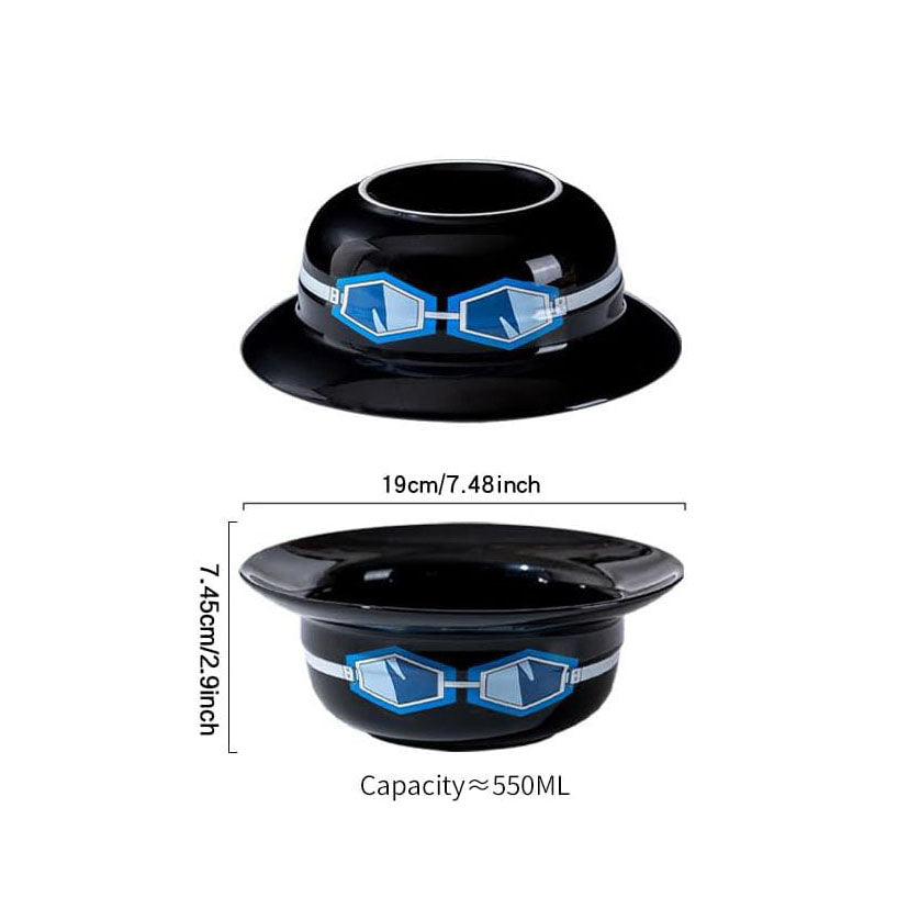 Luffy/Ace/Sabo Straw Hat Bowl - Cute Anime Logo Design, Fun Cartoon Tableware