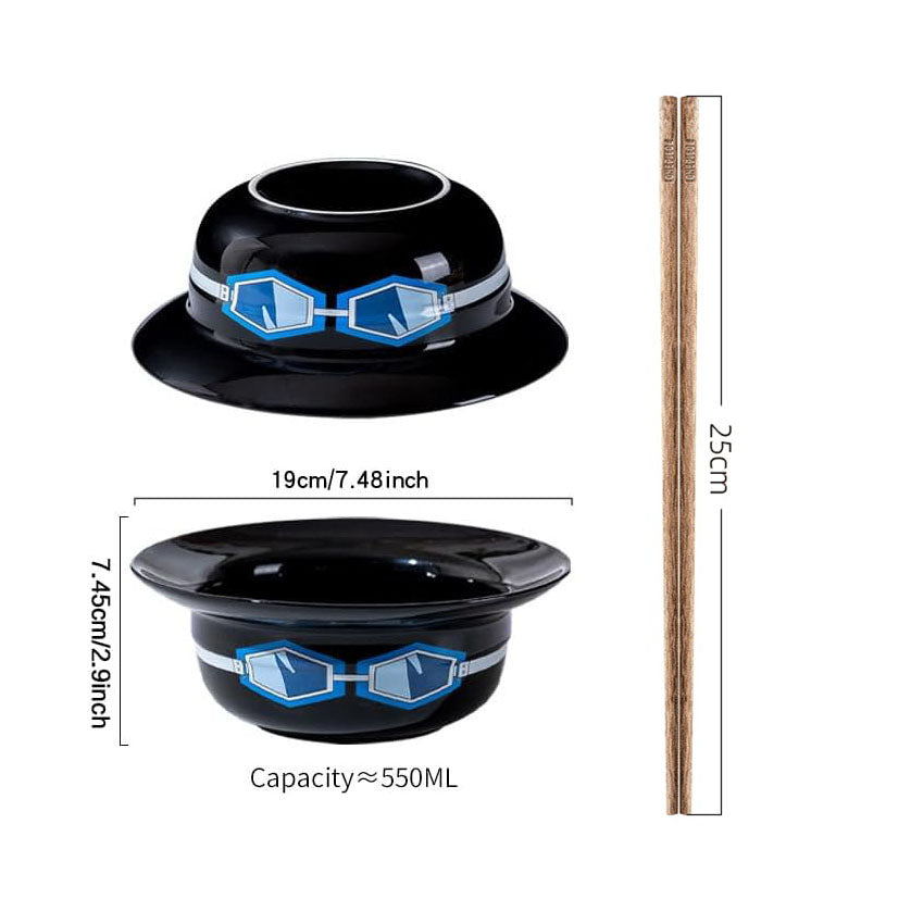 Luffy/Ace/Sabo Straw Hat Bowl - Cute Anime Logo Design, Fun Cartoon Tableware