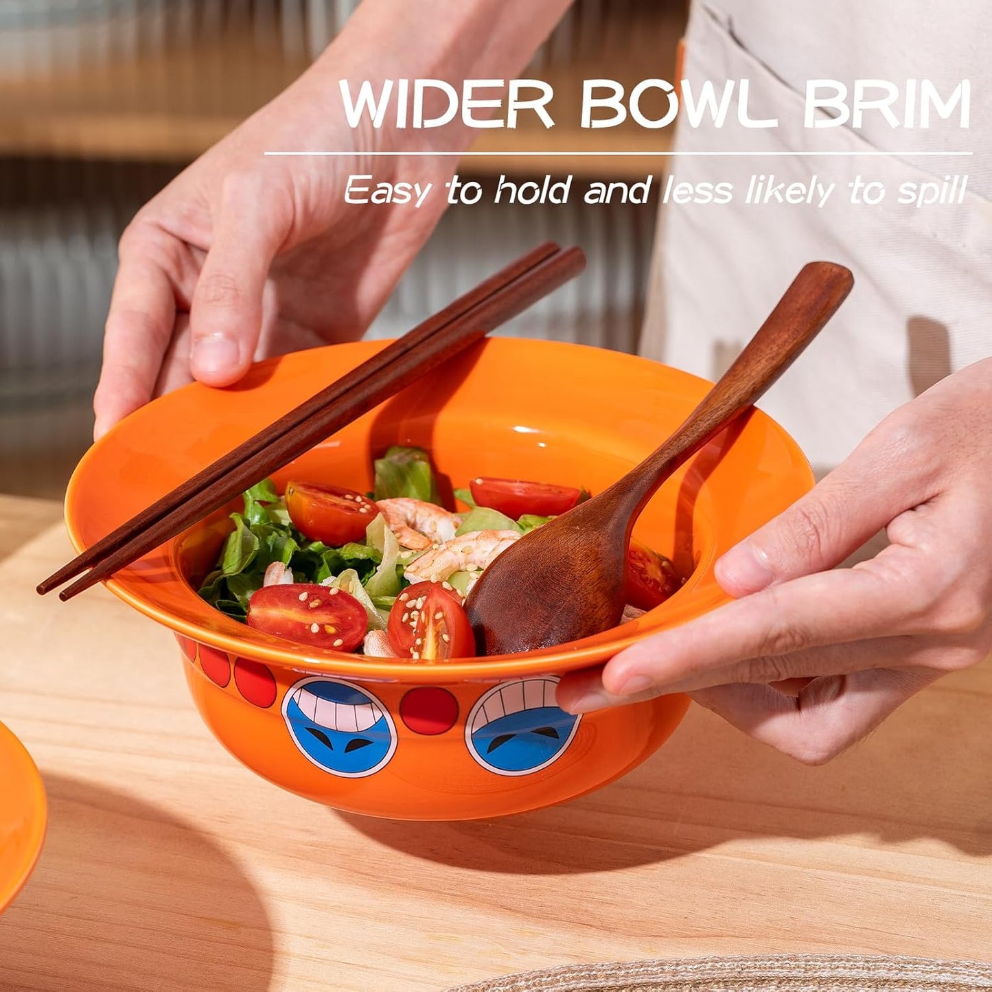 Luffy/Ace/Sabo Straw Hat Bowl - Cute Anime Logo Design, Fun Cartoon Tableware