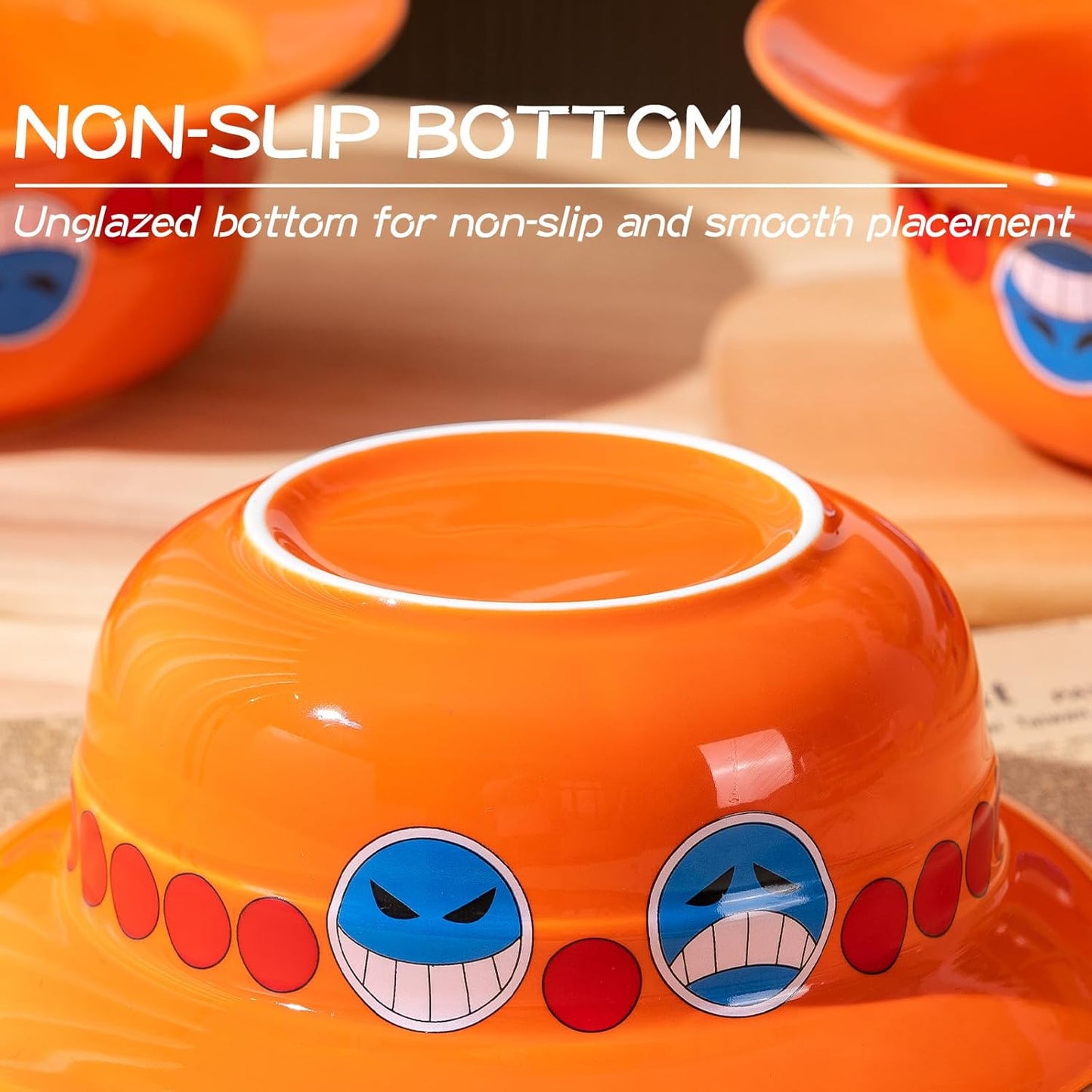 Luffy/Ace/Sabo Straw Hat Bowl - Cute Anime Logo Design, Fun Cartoon Tableware