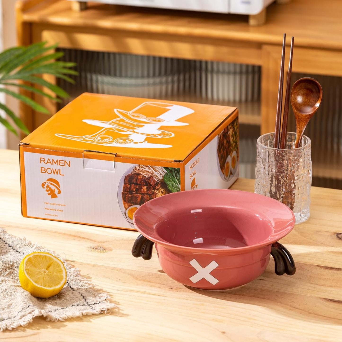 Luffy/Ace/Sabo Straw Hat Bowl - Cute Anime Logo Design, Fun Cartoon Tableware