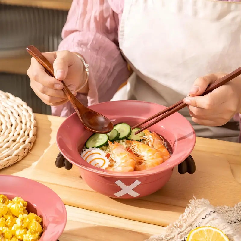 Luffy/Ace/Sabo Straw Hat Bowl - Cute Anime Logo Design, Fun Cartoon Tableware