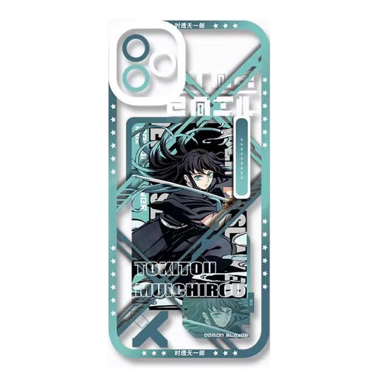 Demon Slayerr Transparent Silicone Case - Muichirou/Mitsuri Design, Shockproof & Scratch - Resistant for iPhone