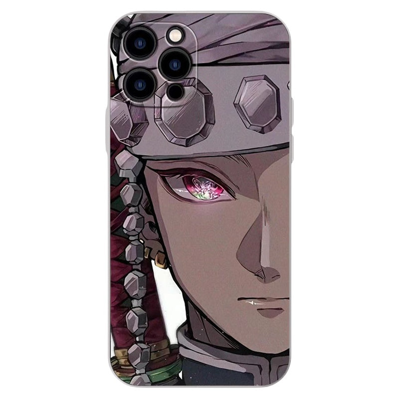 Demon Slayerr Transparent Silicone Case - Kyoujurou/Sanemi/Muichirou Design, Shockproof & Scratch - Resistant for iPhone