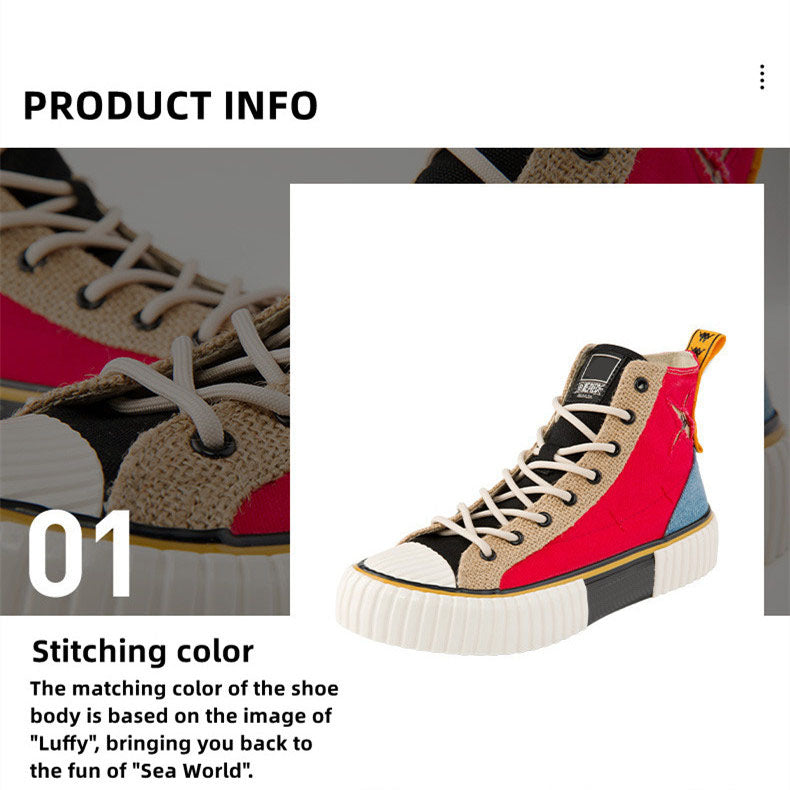 One Piecee Luffy Stylish Canvas Shoes - Comfortable Breathable Anime Footwear