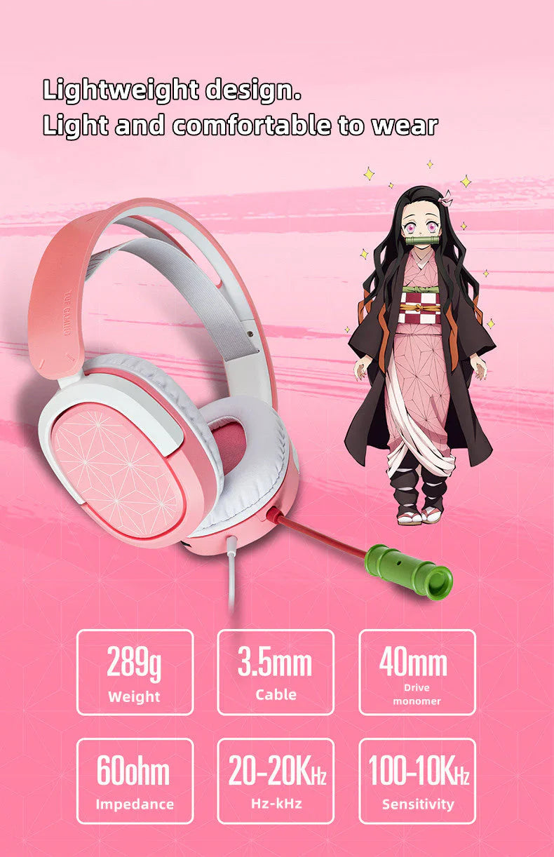 Demon Slayer Kamado Tanjirou/Kamado Nezuko Headset - Over-Ear Gaming Headphones