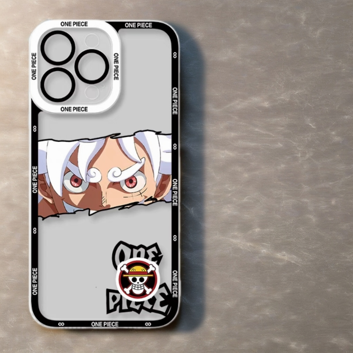 One Piece Phone Case , Transparent Back & 'ONE PIECE' Logos, Anime Manga Style for iPhone. Durable Protection, Ideal for Pirate Anime Fans.