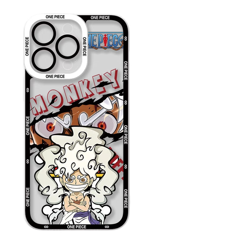 One Piece Anime Phone Case - Monkey D. Luffy Design, Transparent Back with 'ONE PIECE' Logos, Suitable for iPhone. High - Quality, Cute & Cool Style, Perfect for One Piece Fans. #OnePieceMerch #LuffyPhoneCase #AnimePhoneCovers