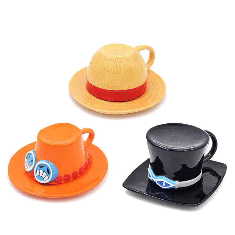Luffy/Ace/Sabo Straw Hat Cup - Cute Anime Logo Design, Fun Cartoon Tableware