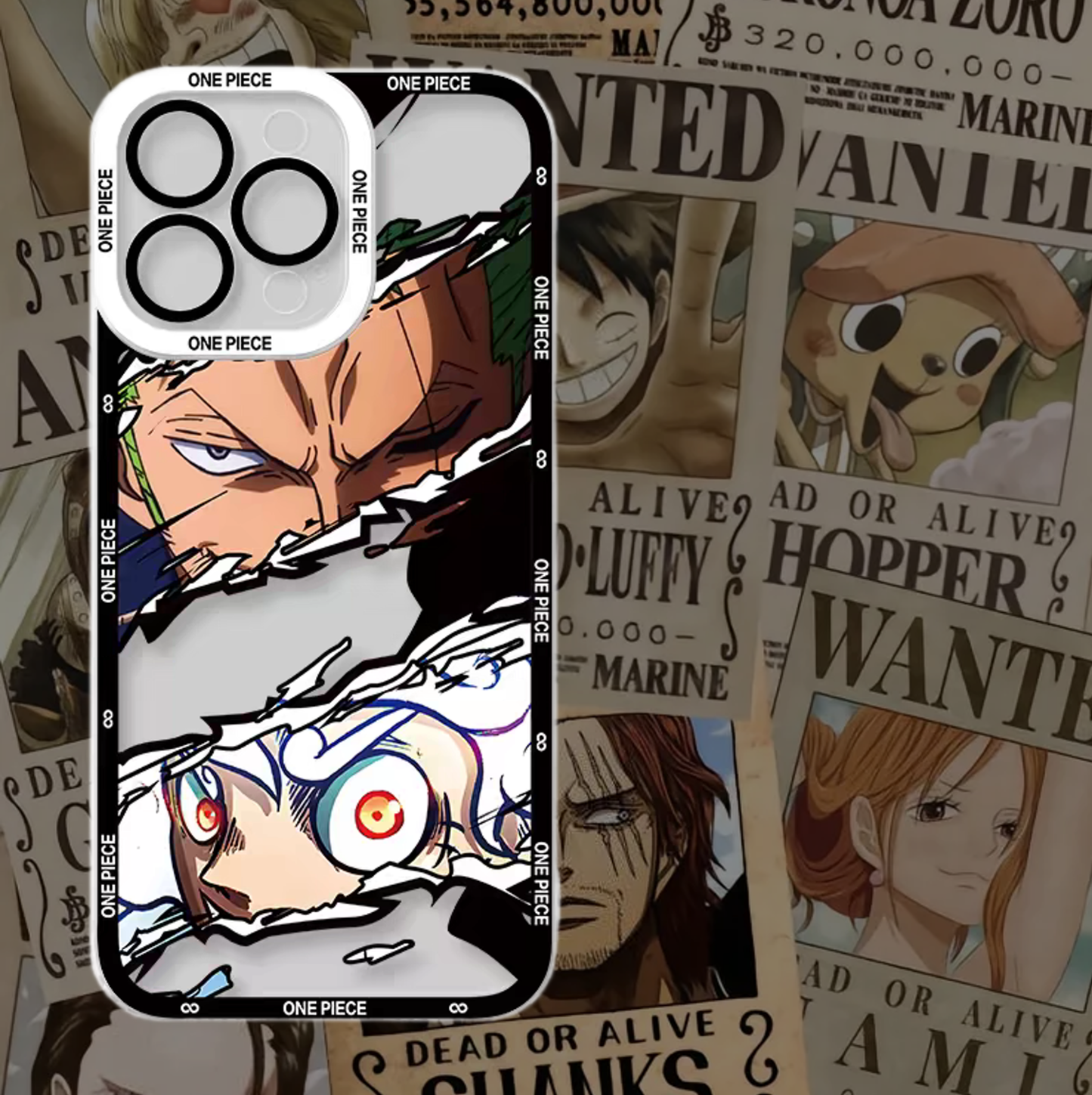 One Piece Phone Case , Transparent Back & 'ONE PIECE' Logos, Anime Manga Style for iPhone. Durable Protection, Ideal for Pirate Anime Fans.