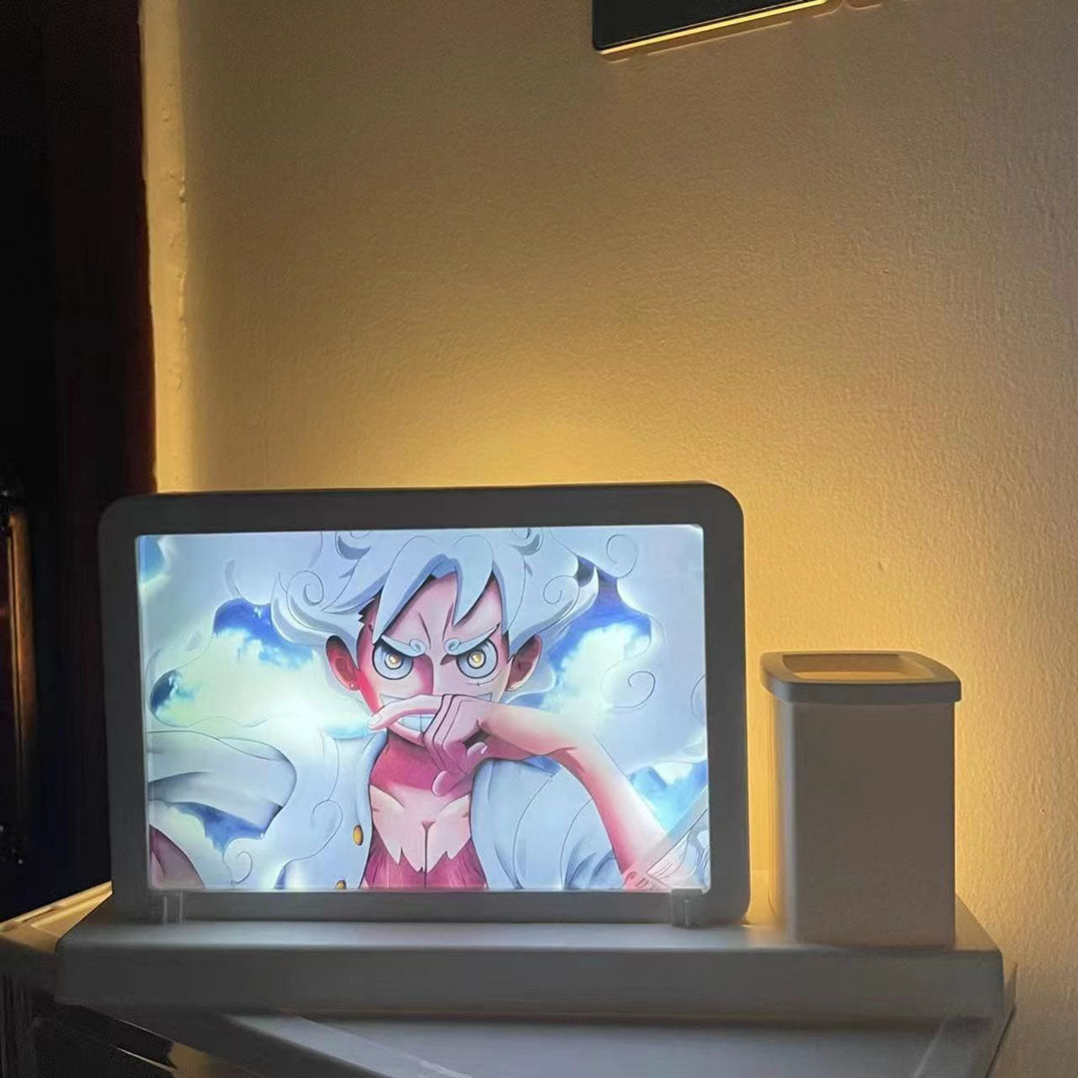 One Piece Luffy/Zoro Light-Up Mirror Painting - 2-in-1 Decorative Wall Art, Anime LED Design