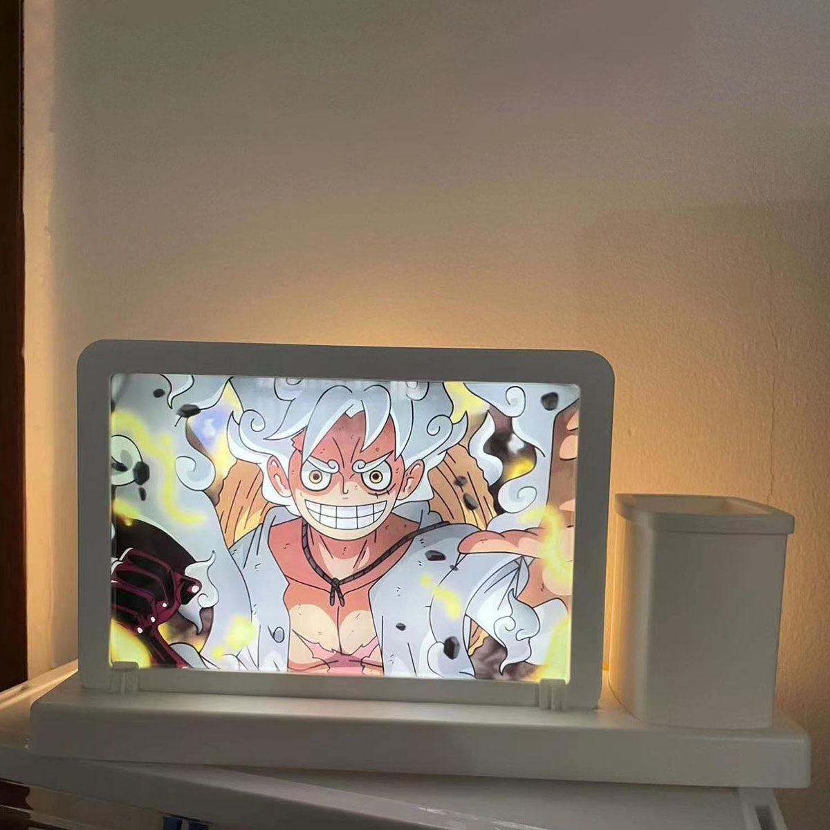 One Piece Luffy/Zoro Light-Up Mirror Painting - 2-in-1 Decorative Wall Art, Anime LED Design