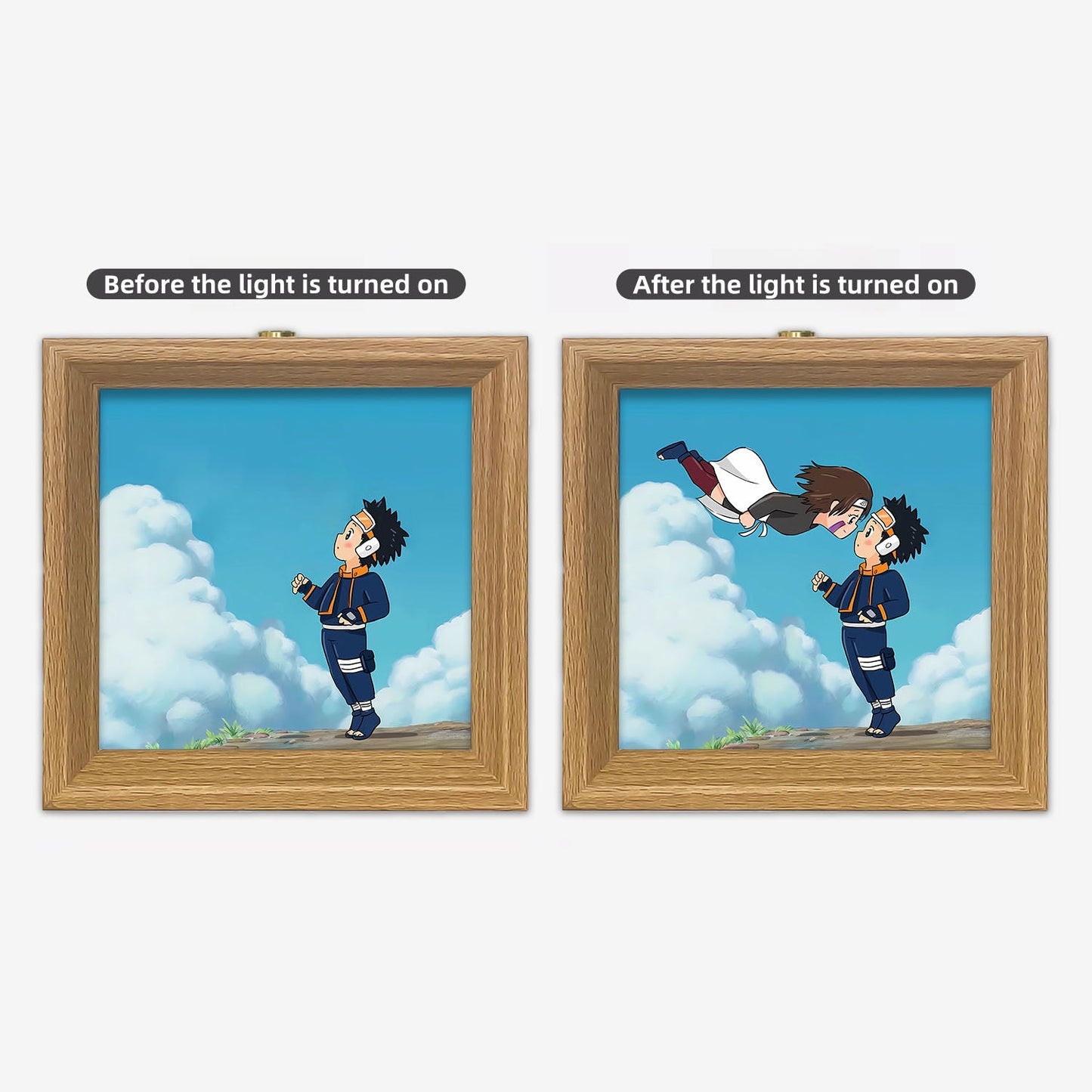 Naruto Itachi/Sasuke Luminous Decorative Painting - Solid Wood Frame, Small Night Light Wall Art