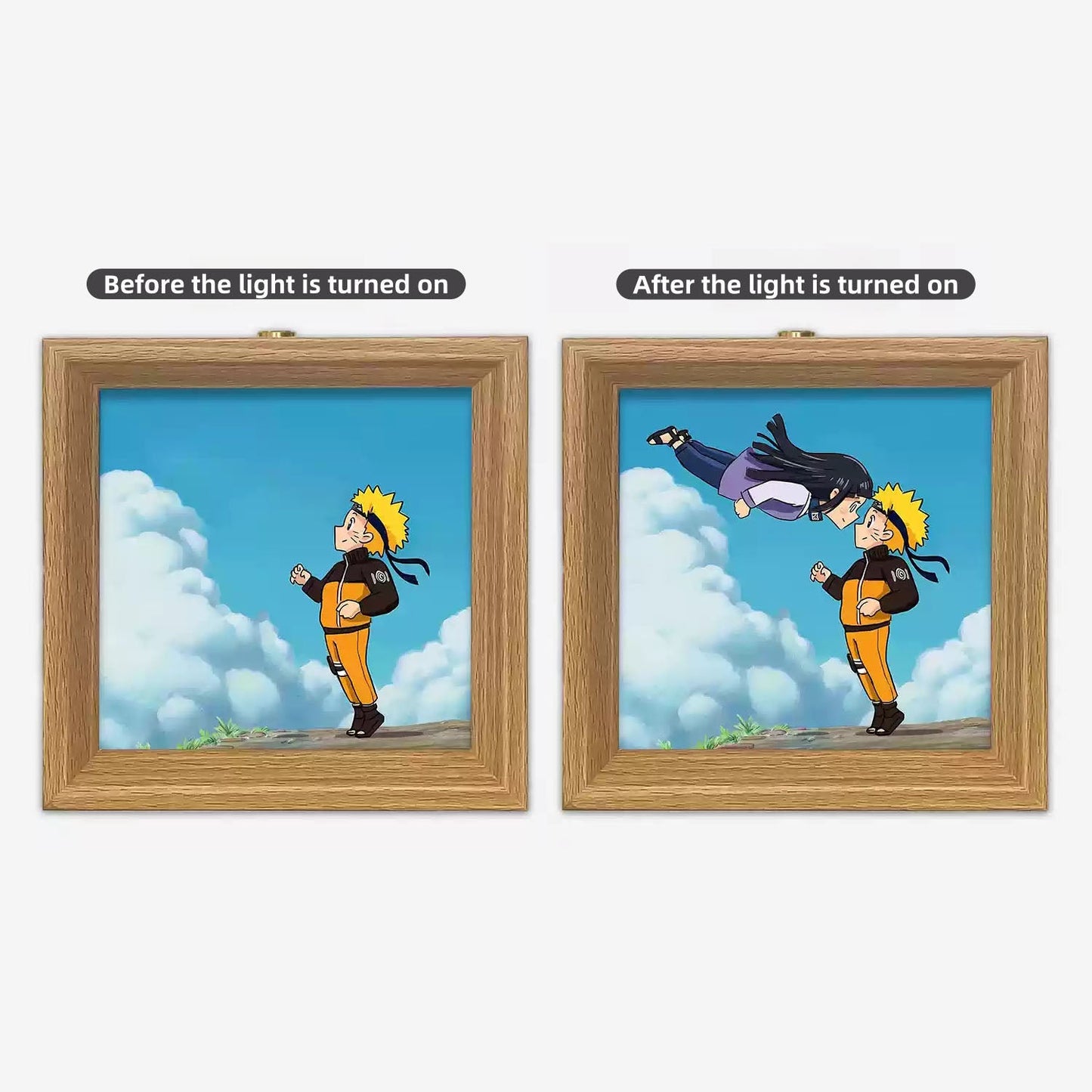Naruto Itachi/Sasuke Luminous Decorative Painting - Solid Wood Frame, Small Night Light Wall Art