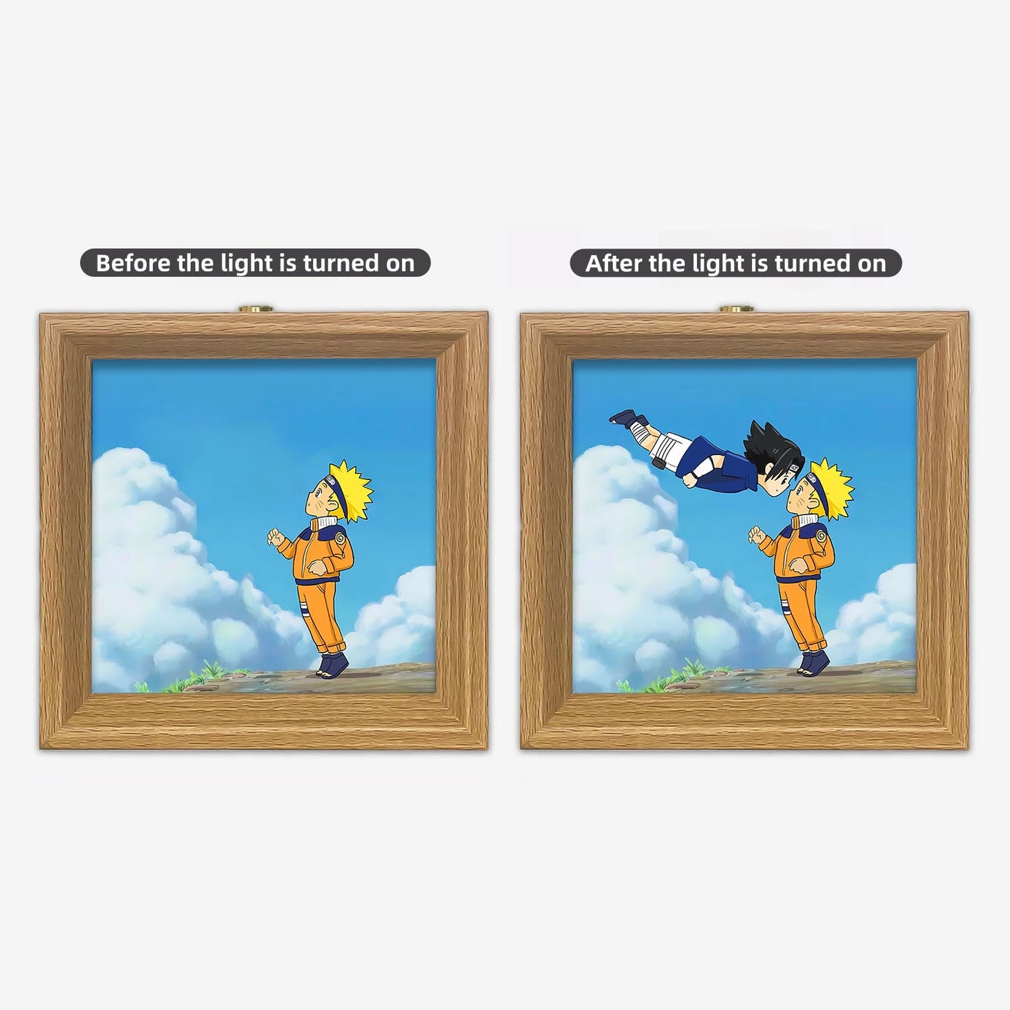 Naruto Itachi/Sasuke Luminous Decorative Painting - Solid Wood Frame, Small Night Light Wall Art