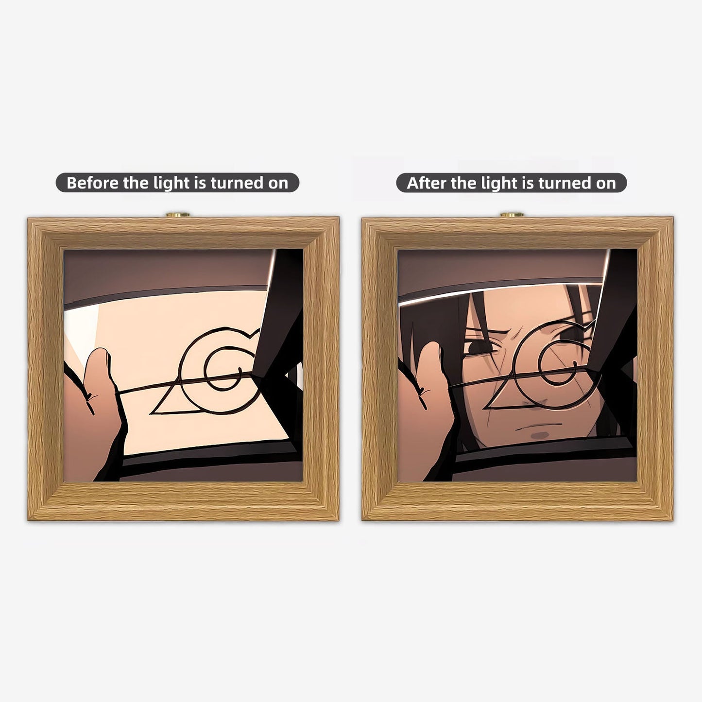 Naruto Itachi/Sasuke Luminous Decorative Painting - Solid Wood Frame, Small Night Light Wall Art