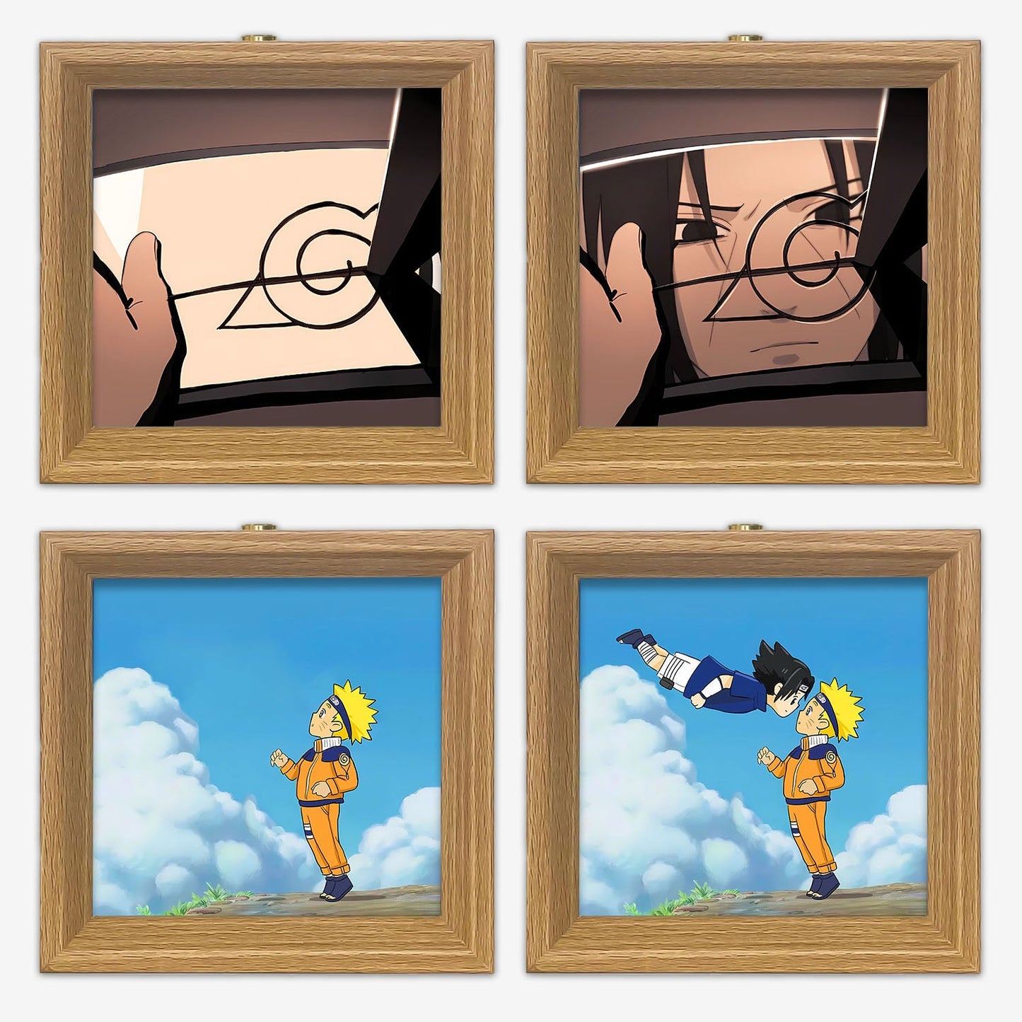 Naruto Itachi/Sasuke Luminous Decorative Painting - Solid Wood Frame, Small Night Light Wall Art