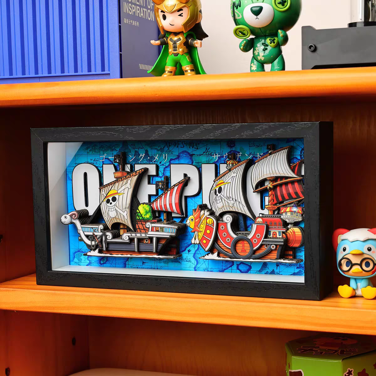 One Piece 3D Family Portrait Decorative Painting - Luffy Anime Merch, Desktop Display, Birthday Gift