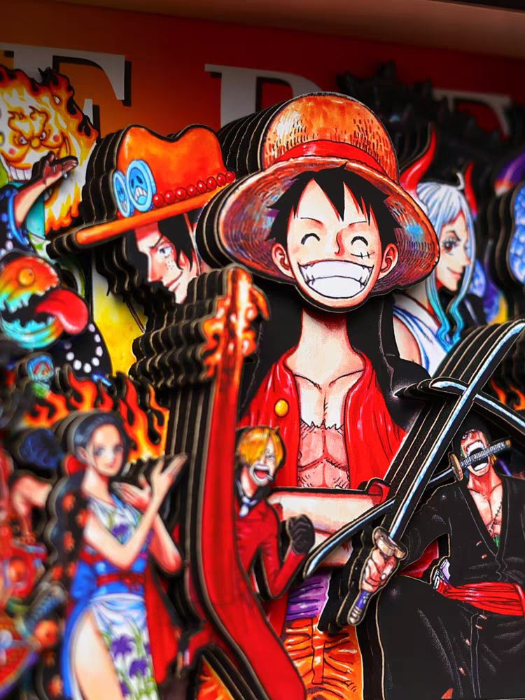 One Piece 3D Family Portrait Decorative Painting - Luffy Anime Merch, Desktop Display, Birthday Gift