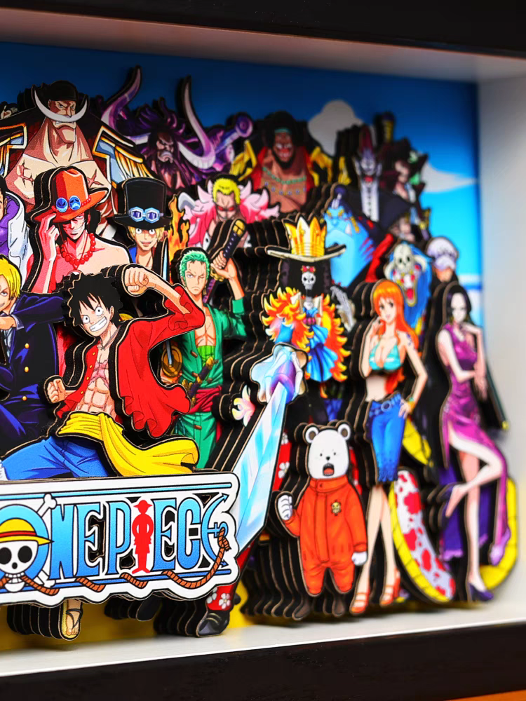 One Piece 3D Family Portrait Decorative Painting - Luffy Anime Merch, Desktop Display, Birthday Gift