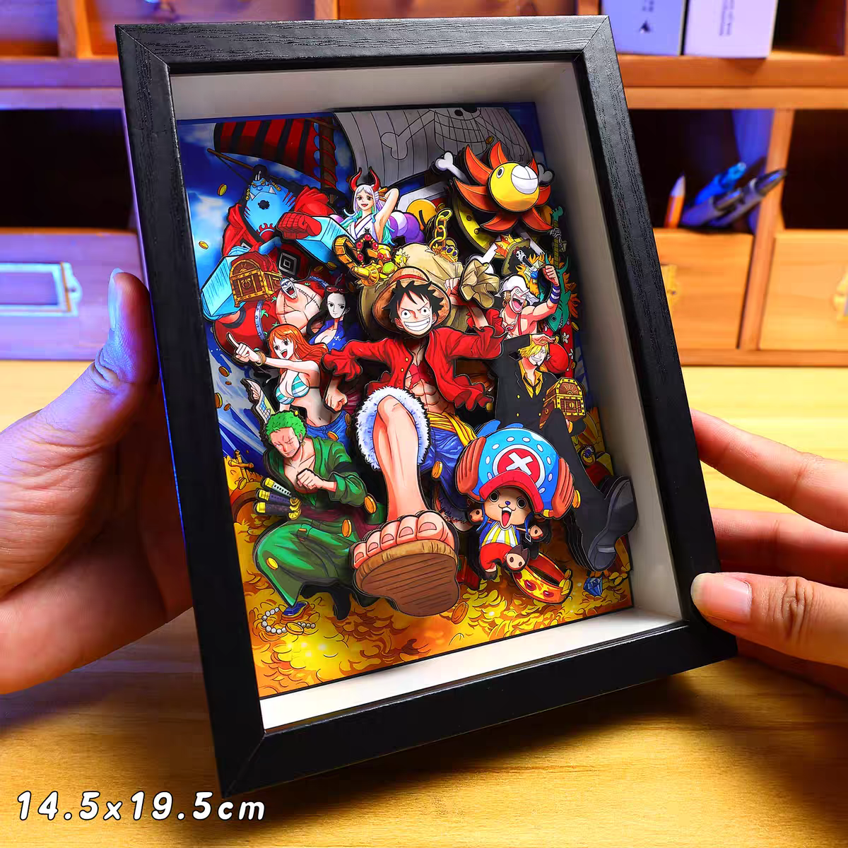 One Piece 3D Family Portrait Decorative Painting - Luffy Anime Merch, Desktop Display, Birthday Gift