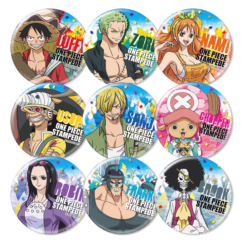 One Piece Popular Character Badges & Fridge Magnets - Anime Pins, Collector's Set with Luffy/Zoro/Ace, High-Definition Prints