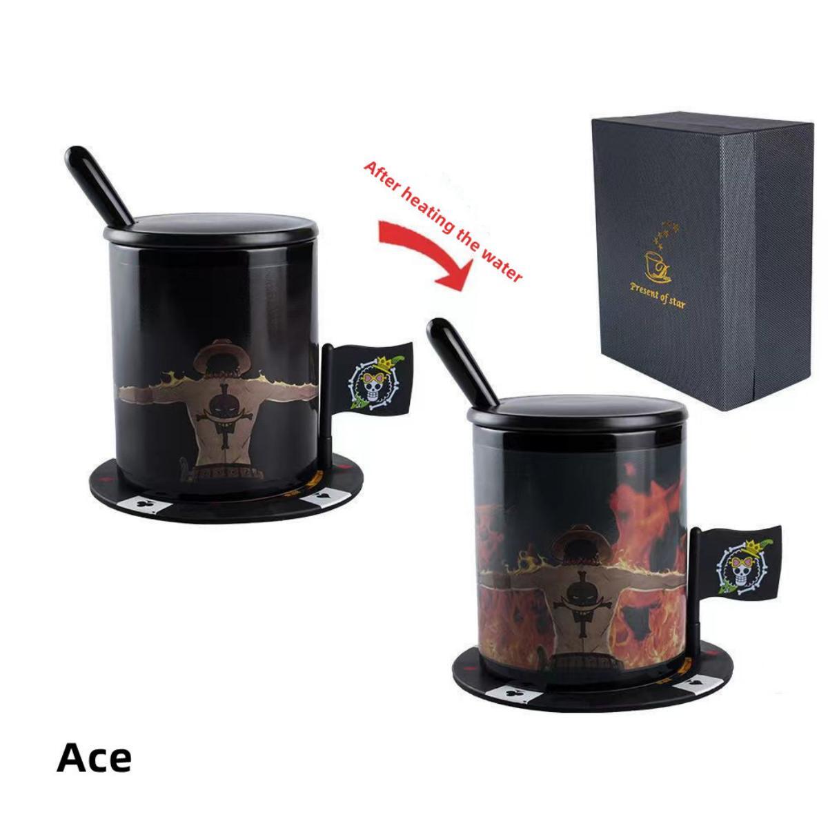One Piece Ace Heat-Changing Mug - Ceramic, Anime Print, Hot Drink Cup