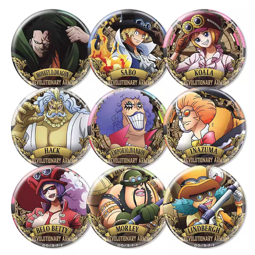 One Piece Popular Character Badges & Fridge Magnets - Anime Pins, Collector's Set with Luffy/Zoro/Ace, High-Definition Prints