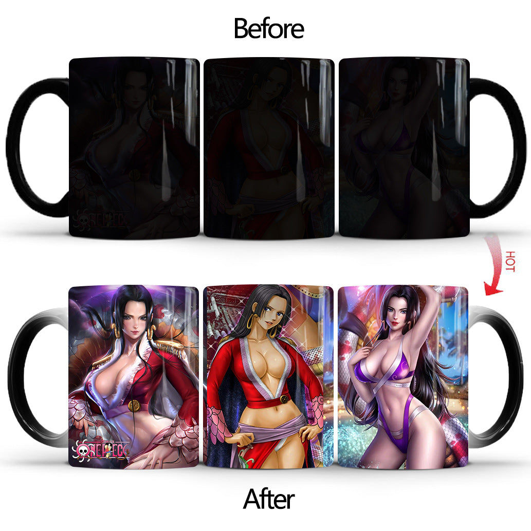 One Piece Hancok Heat-Changing Mug - Ceramic, Anime Design, Hot Beverage Cup