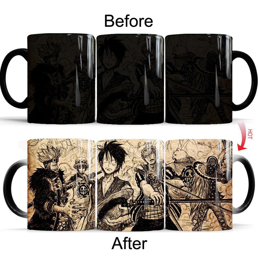 One Piece Heat-Changing Mug - Ceramic, Anime Design, Hot Beverage Cup