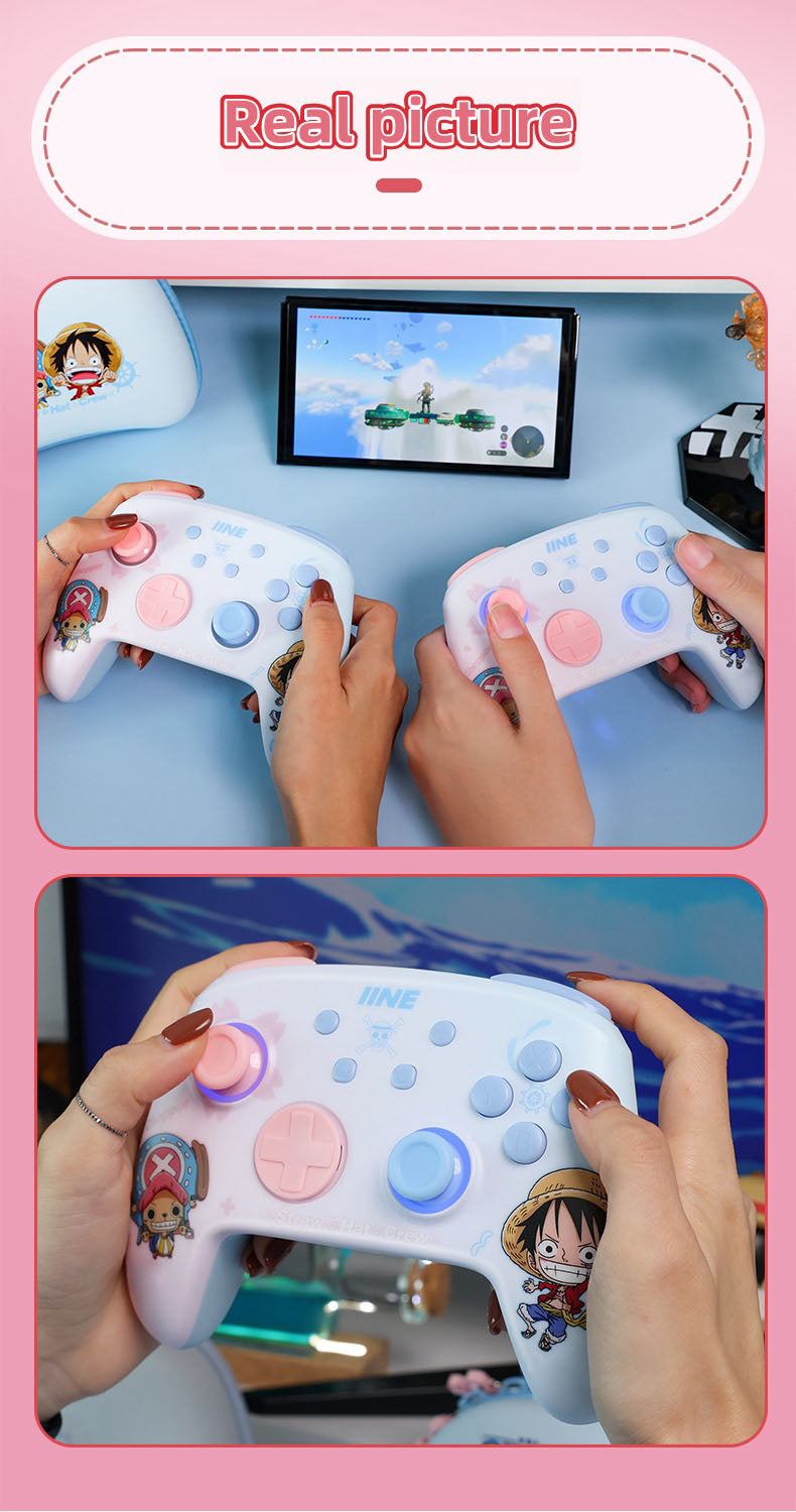 One Piece Luffy/Chopper Wireless Gamepad - Adjustable LED Lights, Ambidextrous Controller for Switch/Android/iOS/Steam
