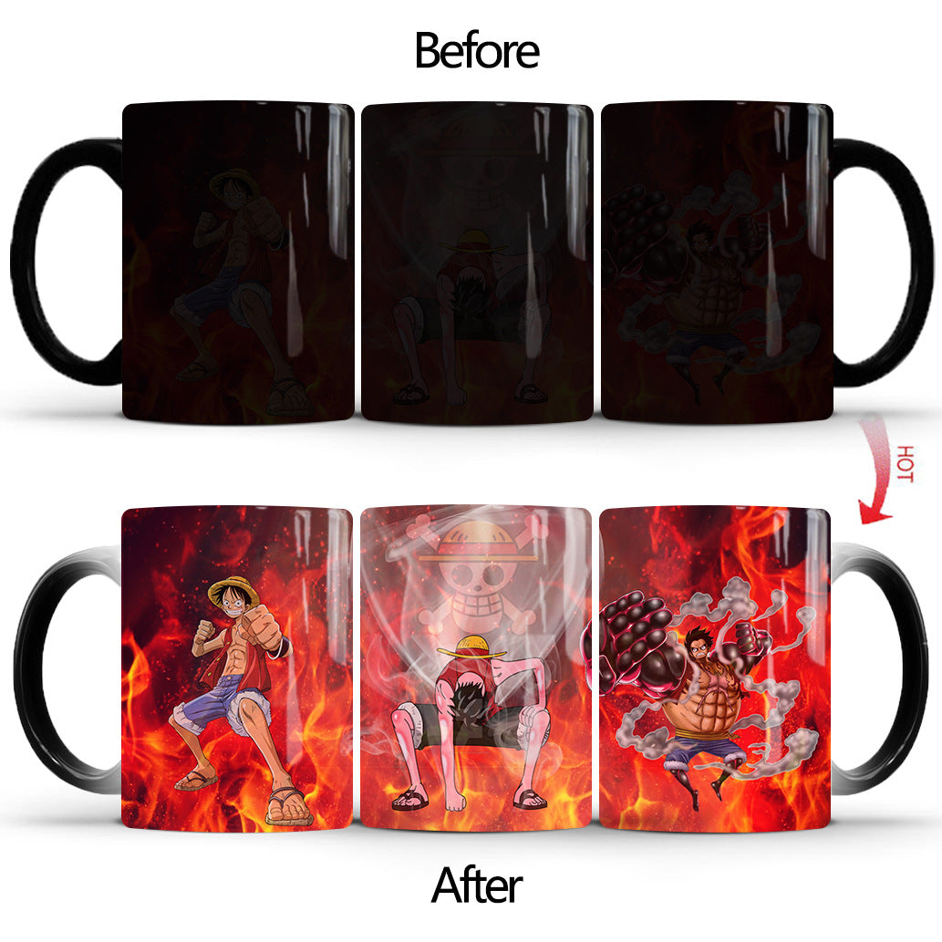 One Piece Luffy Heat-Changing Mug - Ceramic, Anime Design, Hot Beverage Cup