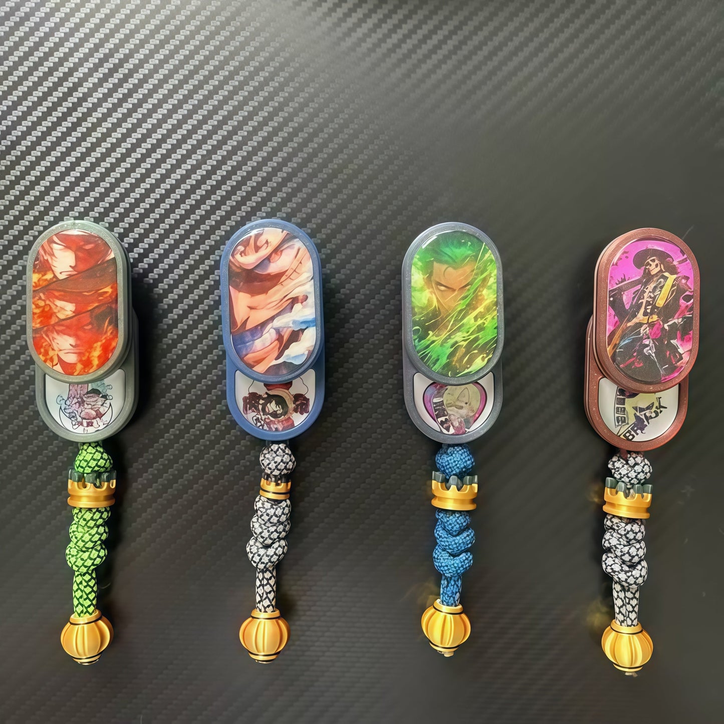 One Piece Luffy/Zoro/Ace Spinnable EDC Push Cards - Anime Stress Relievers, Rotating Design, Pocket-Sized