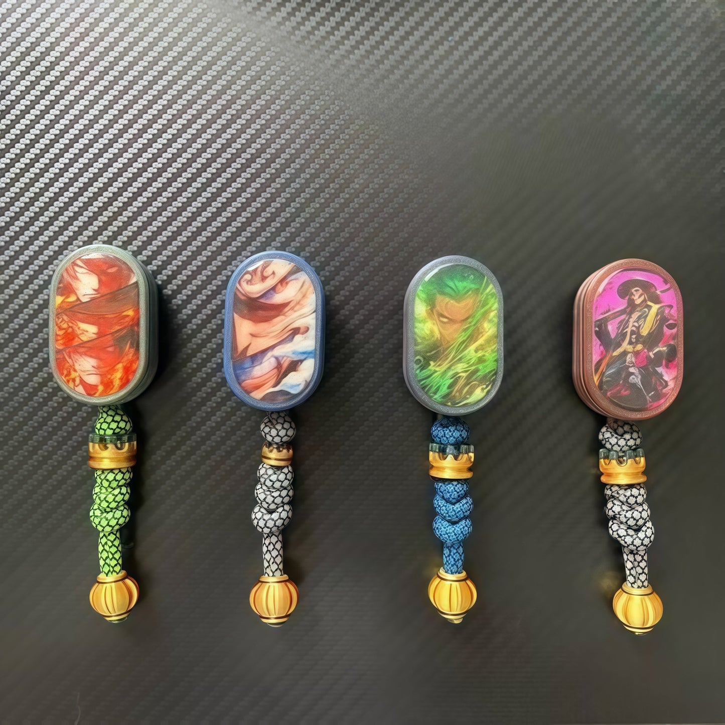 One Piece Luffy/Zoro/Ace Spinnable EDC Push Cards - Anime Stress Relievers, Rotating Design, Pocket-Sized