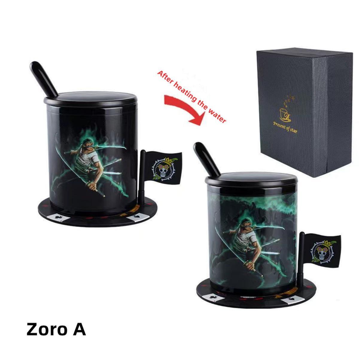 One Piece Luffy/Zoro Heat-Changing Mug - Ceramic, Anime Print, Hot Drink Cup