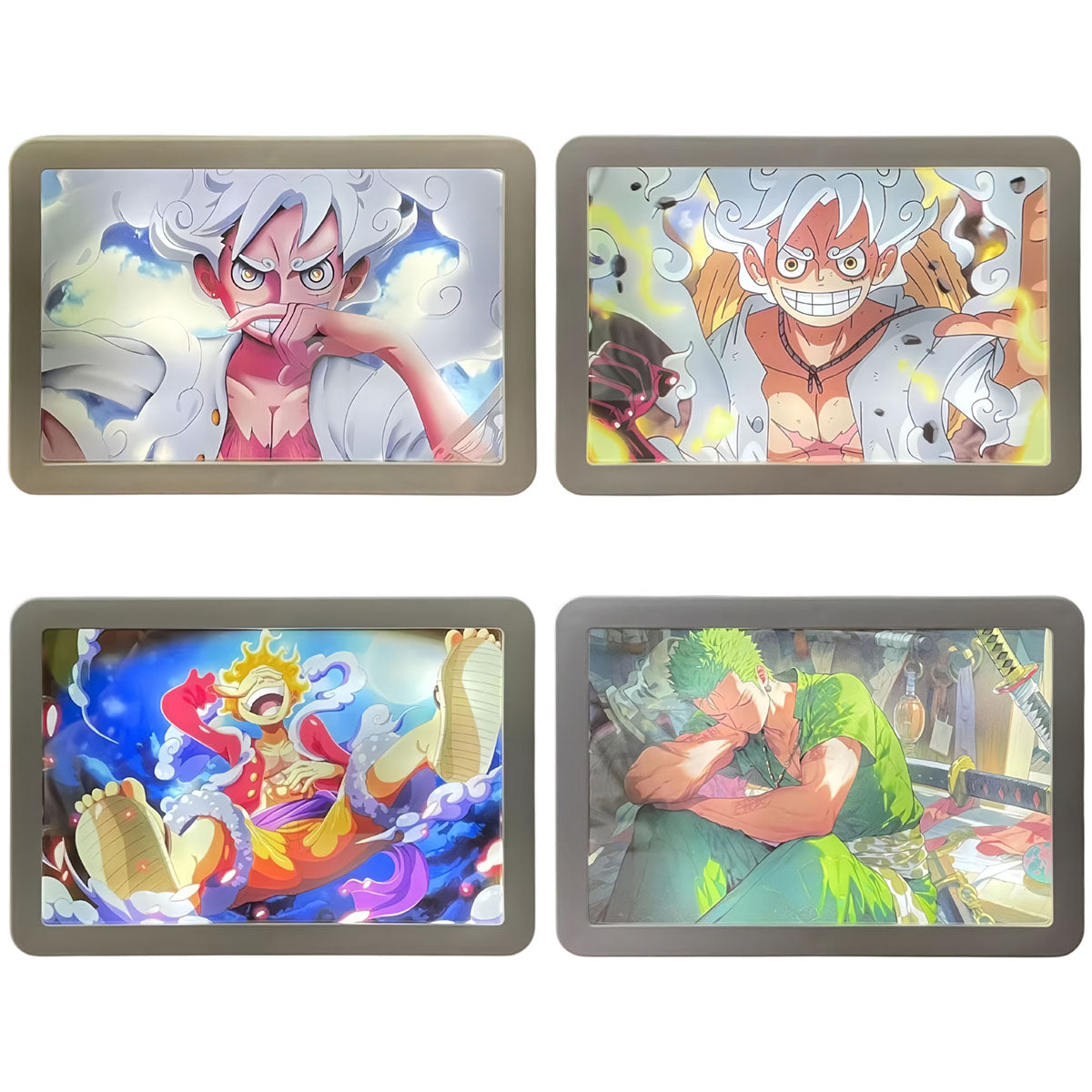 One Piece Luffy/Zoro Light-Up Mirror Painting - 2-in-1 Decorative Wall Art, Anime LED Design