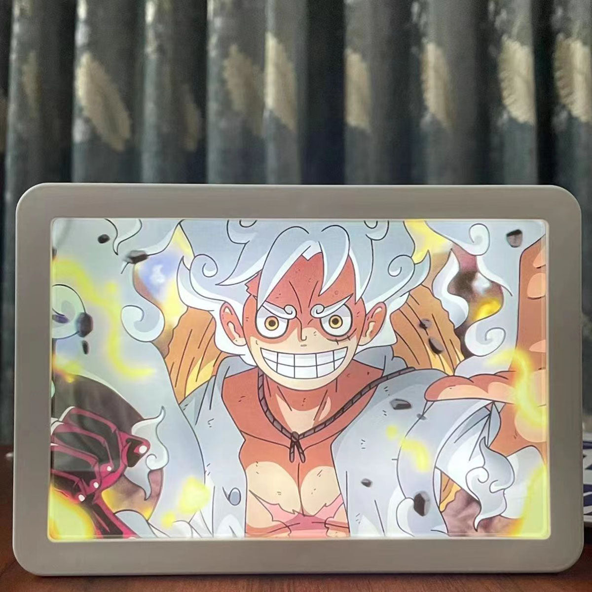 One Piece Luffy/Zoro Light-Up Mirror Painting - 2-in-1 Decorative Wall Art, Anime LED Design Physical display