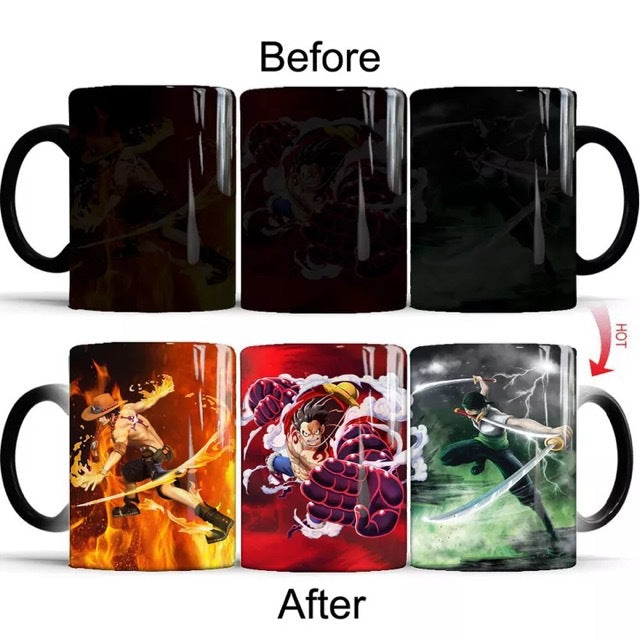 One Piece Luffy team Heat-Changing Mug - Ceramic, Anime Design, Hot Beverage Cup