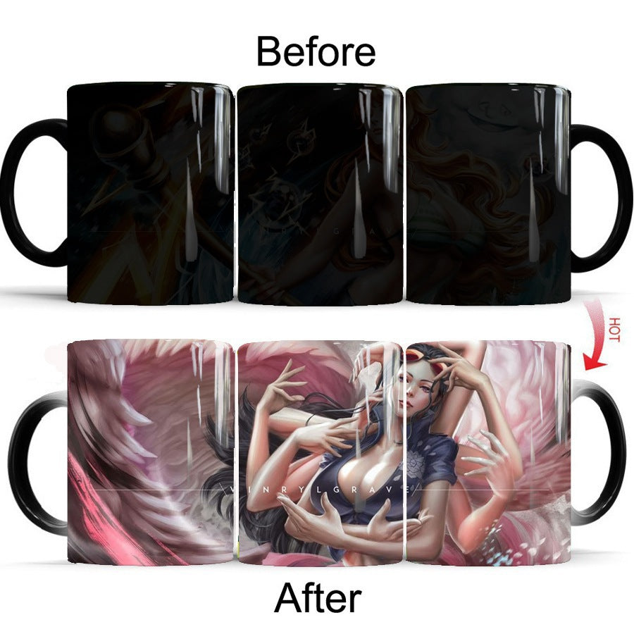 One Piece Heat-Changing Mug - Ceramic, Anime Design, Hot Beverage Cup
