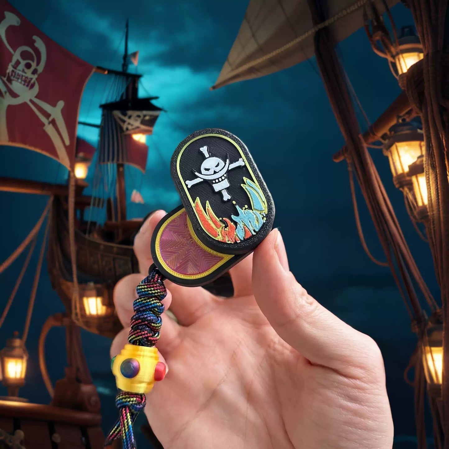 One Piece Luffy/Zoro/Ace Spinnable EDC Push Cards - Anime Stress Relievers, Rotating Design, Pocket-Sized