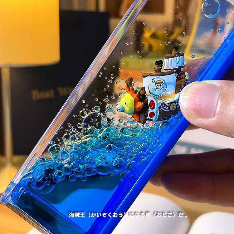 One Piece Thousand Sunny Merry Fluid Drift Bottle - Animated Desktop Decor, Office/Home Ornament physical object