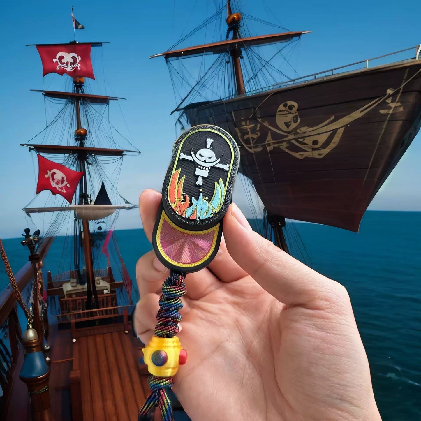 One Piece Luffy/Zoro/Ace Spinnable EDC Push Cards - Anime Stress Relievers, Rotating Design, Pocket-Sized