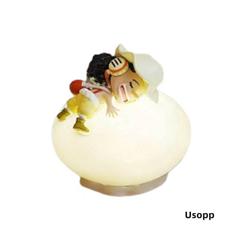 One Piece Straw Hat Crew Night Light - Luffy/Zoro/Nami/Sanji, Cute Cartoon, USB-Powered, Dimmable Bedside Lamp.
