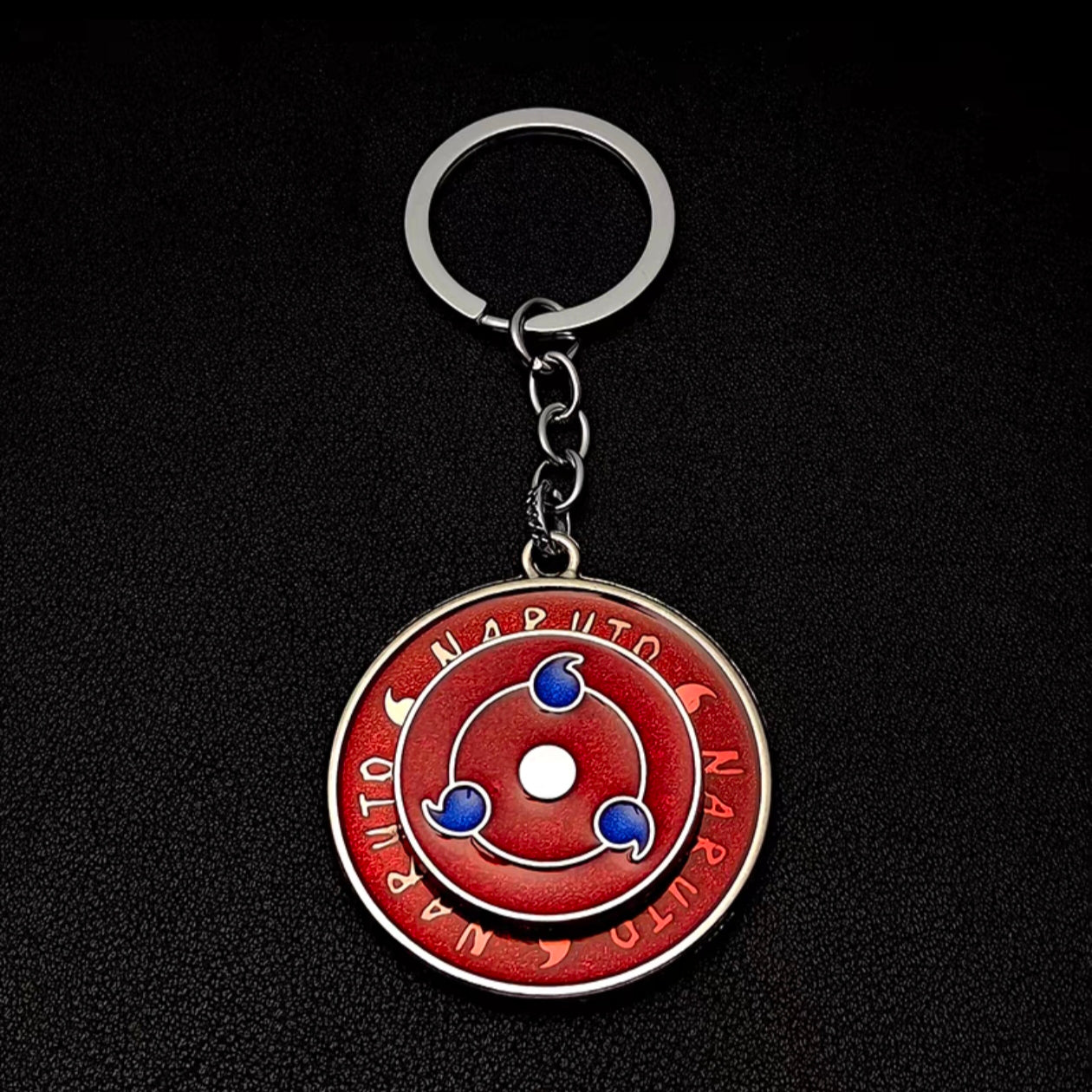 Narutoo Sharingan Rotatable Keychain - Spinning Eye Design Accessory with Detachable Charm