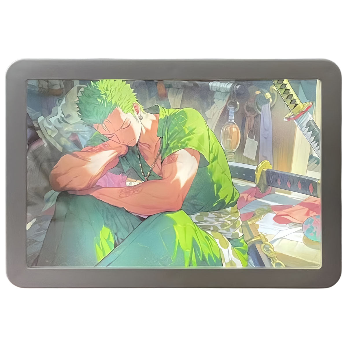 One Piece Luffy/Zoro Light-Up Mirror Painting - 2-in-1 Decorative Wall Art, Anime LED Design