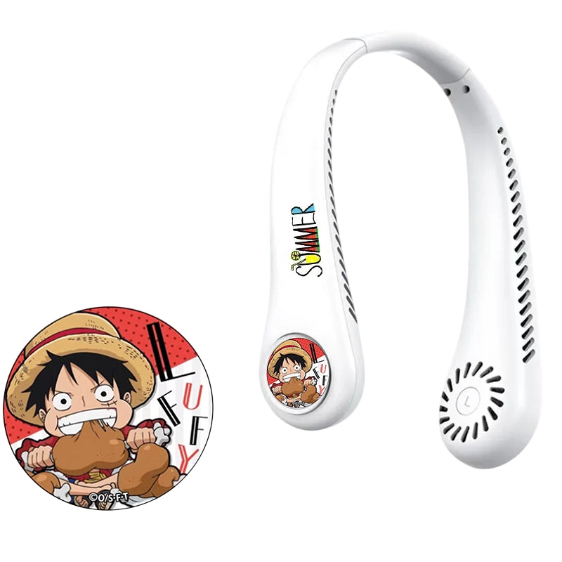 Anime Character Hands-Free Neck Fan - 3 Speeds, USB Rechargeable, Portable Outdoor Cooling Fan