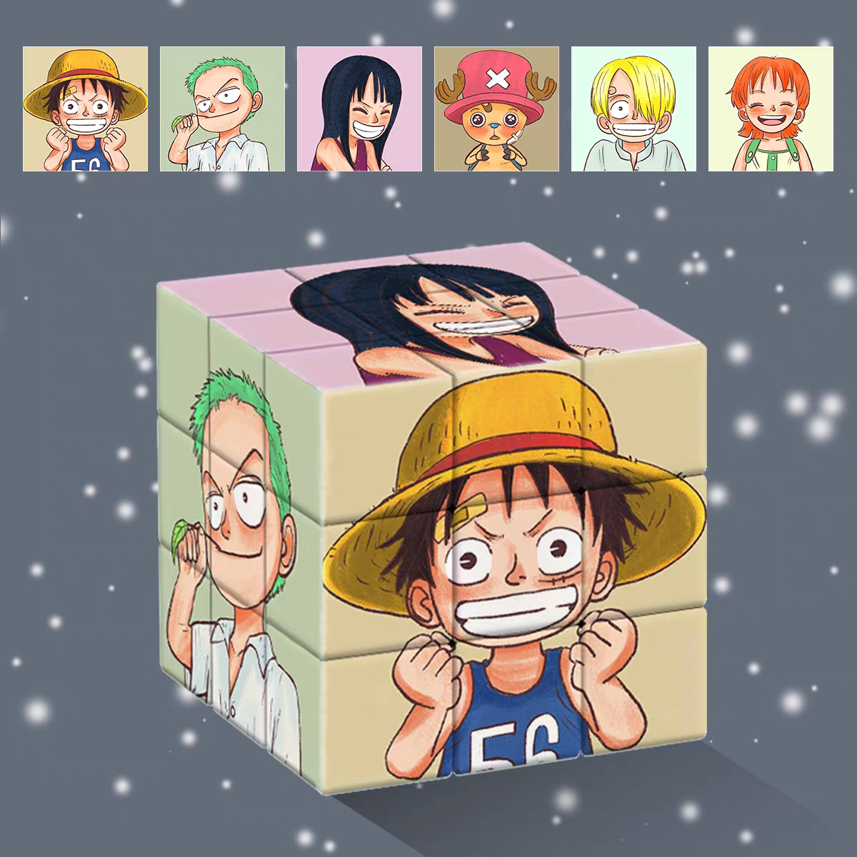 One Piecee Luffy/Zoro/Nami 3x3 Creative Rubik's Cube - Anime Puzzle Toy Gift Set
