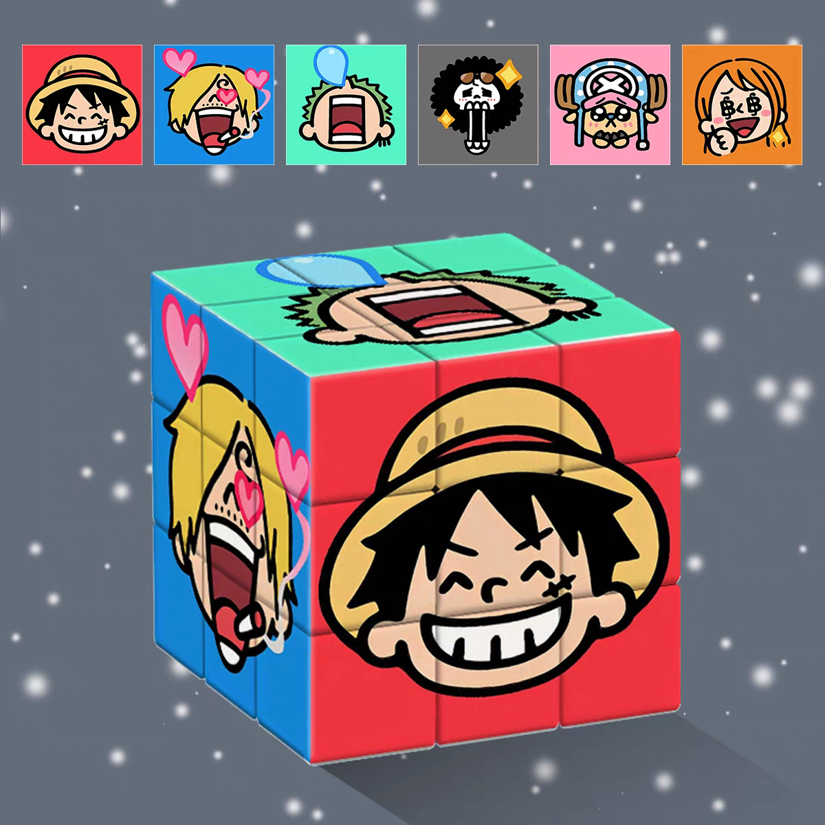 One Piecee Luffy/Zoro/Nami 3x3 Creative Rubik's Cube - Anime Puzzle Toy Gift Set