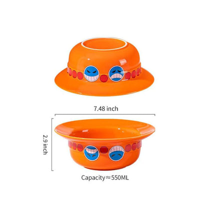 Luffy/Ace/Sabo Straw Hat Bowl - Cute Anime Logo Design, Fun Cartoon Tableware