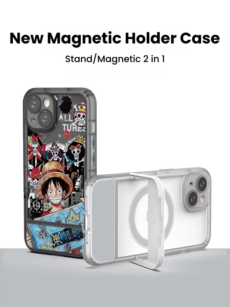[Magnetic]One Piece Luffy iPhone Silicone Case - Multifunctional Magnetic Kickstand, Shockproof